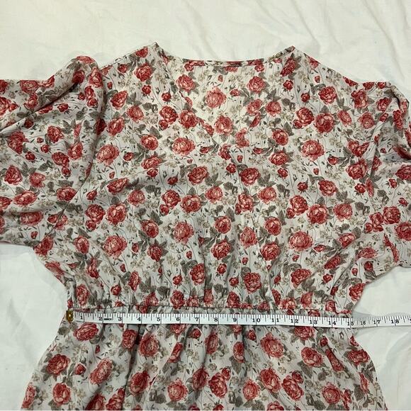 SHEIN Floral Surplice Neckline Peplum Blouse Sz 2XL - Picture 8 of 11